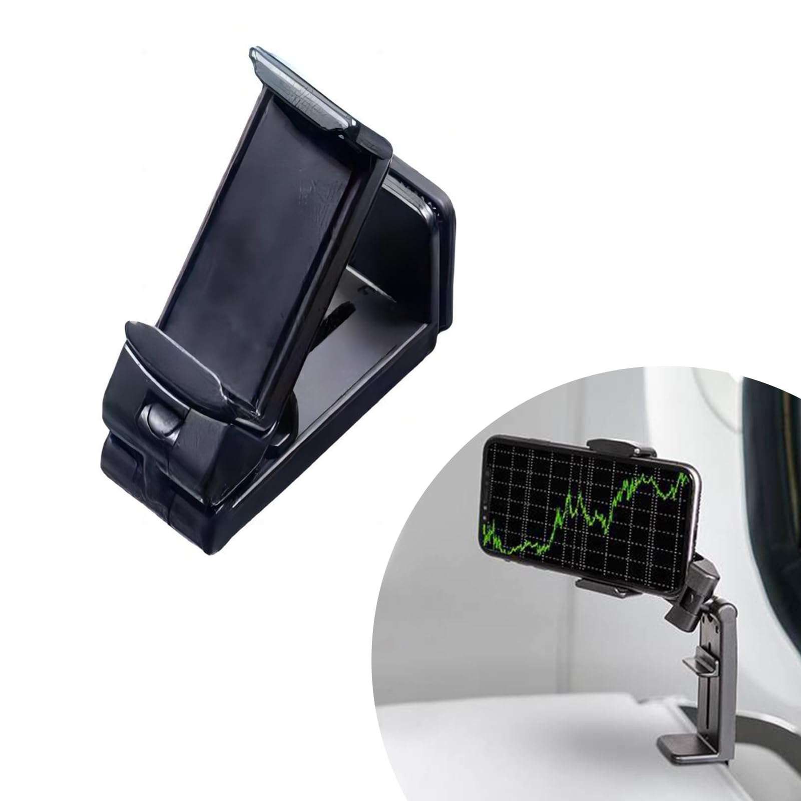 dawfall 1 PC Car Phone Holder with Hidden Clip, Foldable Waterproof Vehicle Phone Mount, 360 Degree Rotation, Universal Liftable Travel Essential Accessory for Airplane Truck SUV Car Home (Black) 1