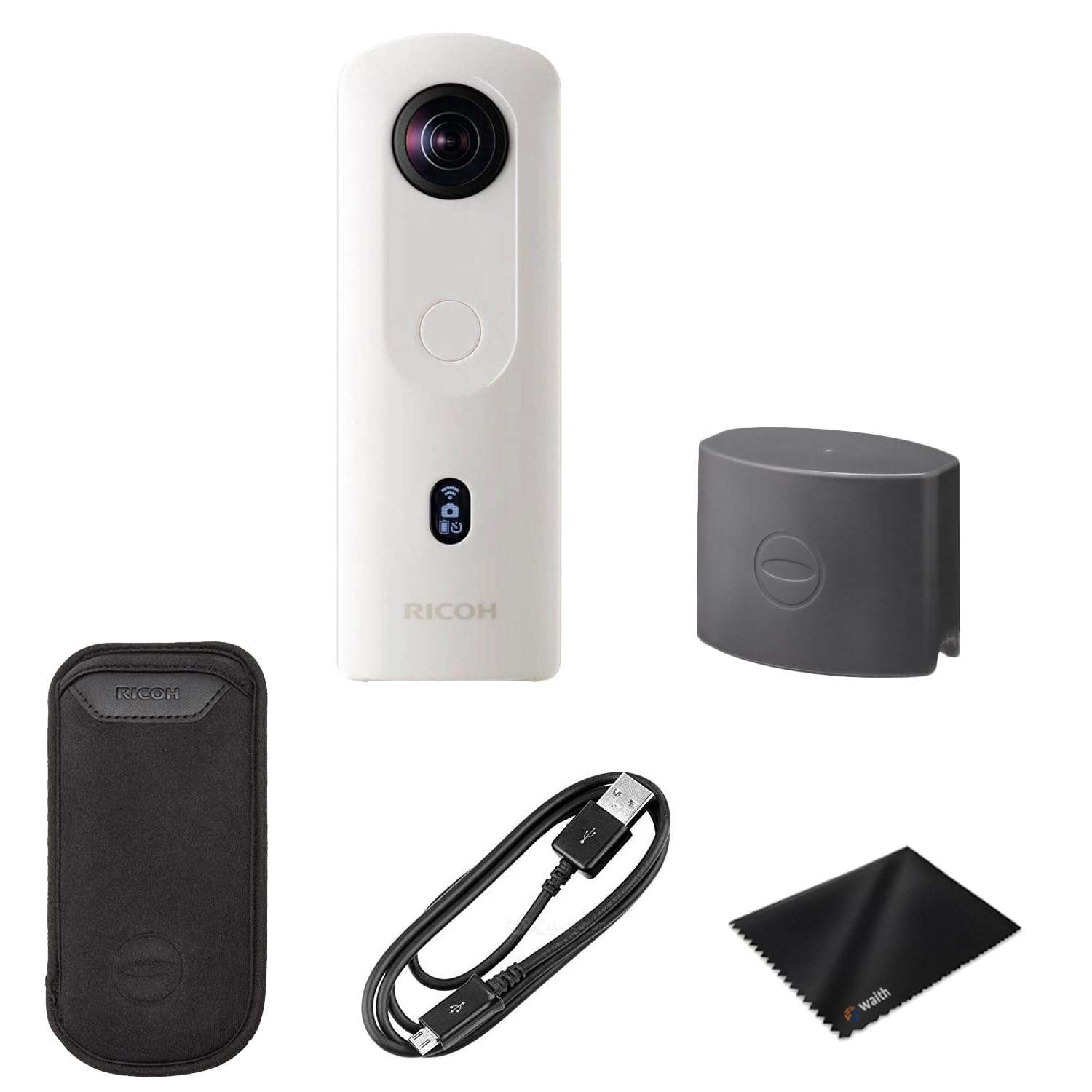 RICOH Theta SC2 4K 360° Spherical Camera (White) Bundle with TL-1 Lens Cap 1
