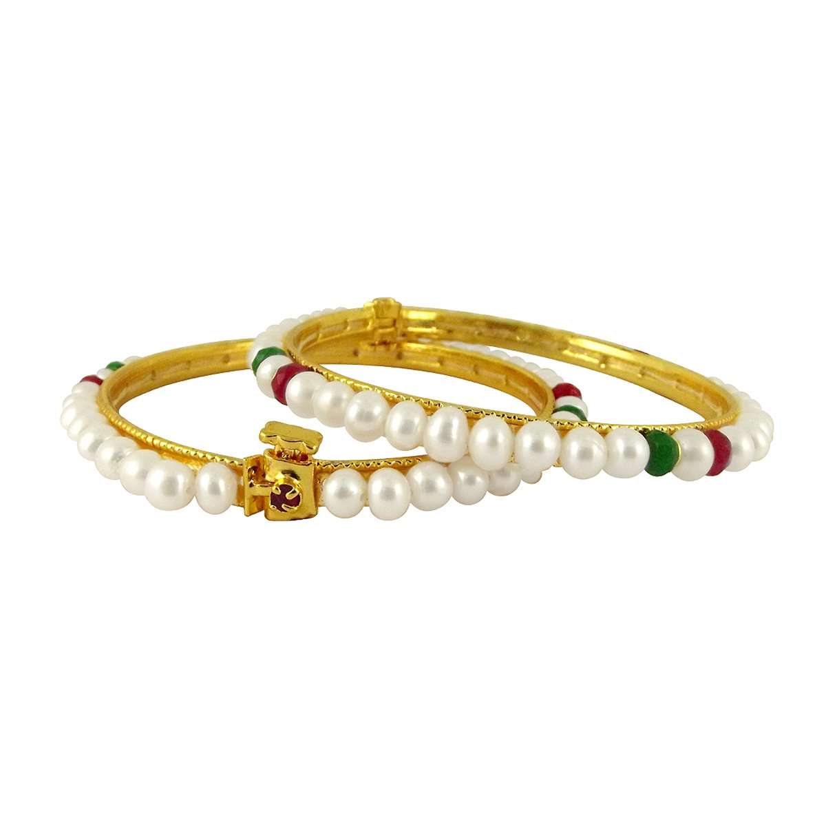 Sri Jagdamba Pearls Dealer White Button Pearl Bangles 1