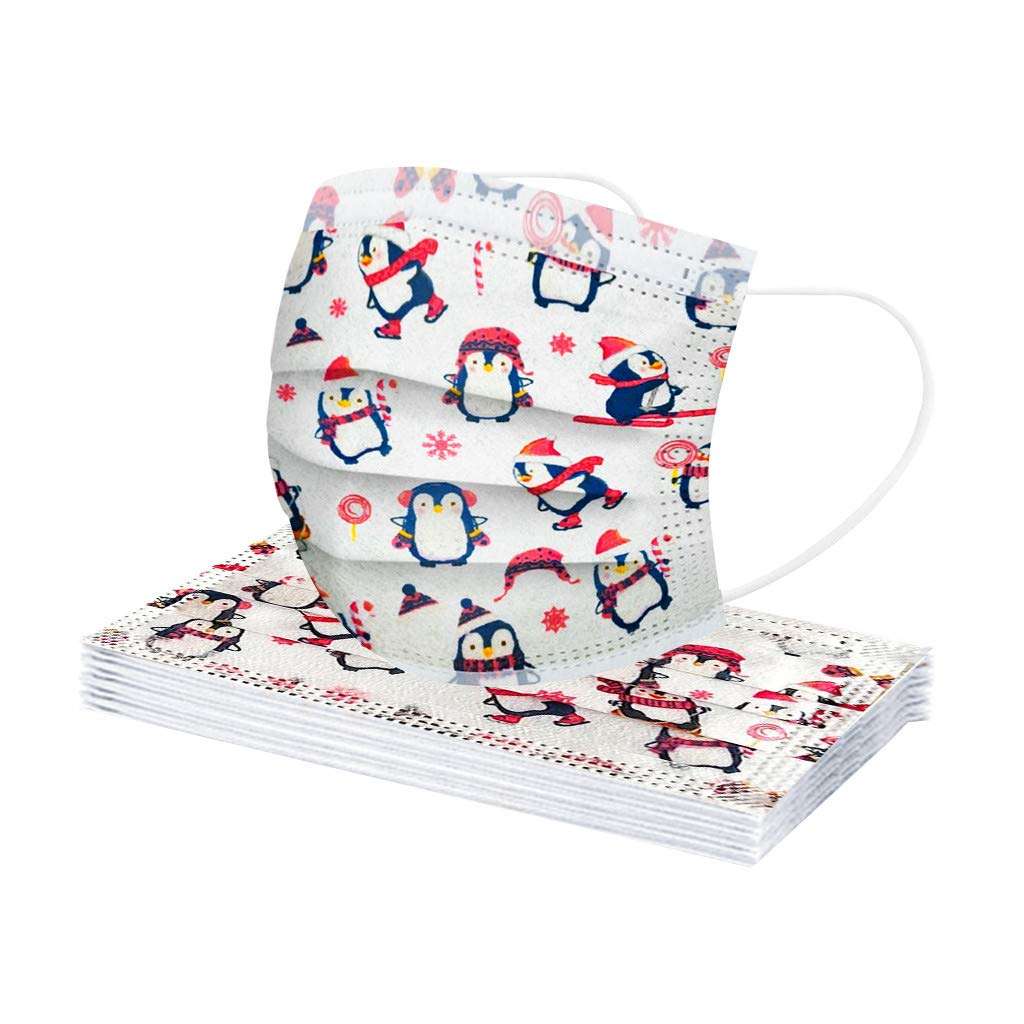 Coolbiz Kids Disposable Face_Mask,50pcs Cute Printing Face Bandanas,3 Ply Non-Woven Breathable for Outdoor Activities 5