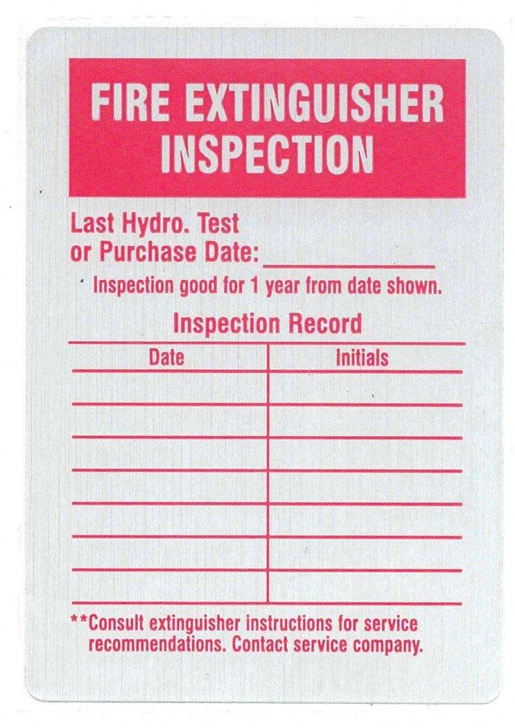 See All Industries Aluminum w/Adhesive Backing Fire Extinguisher Inspection Inspection Tag, 4-1/4" Height, 3" Width - IL-FIRE