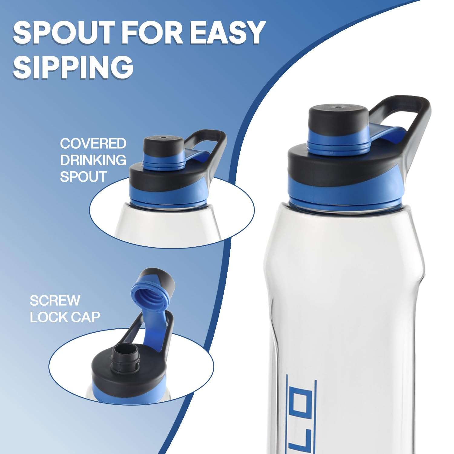 CELLO Fitbe Flip Cap Water Bottle For Daily Use 1000 ml, Black Blue | BPA Free, Reusable & Unbreakable Leakproof Lightweight Easy to Carry with Handle PET Water Bottle For Gym Office Indoor & Outdoor 5