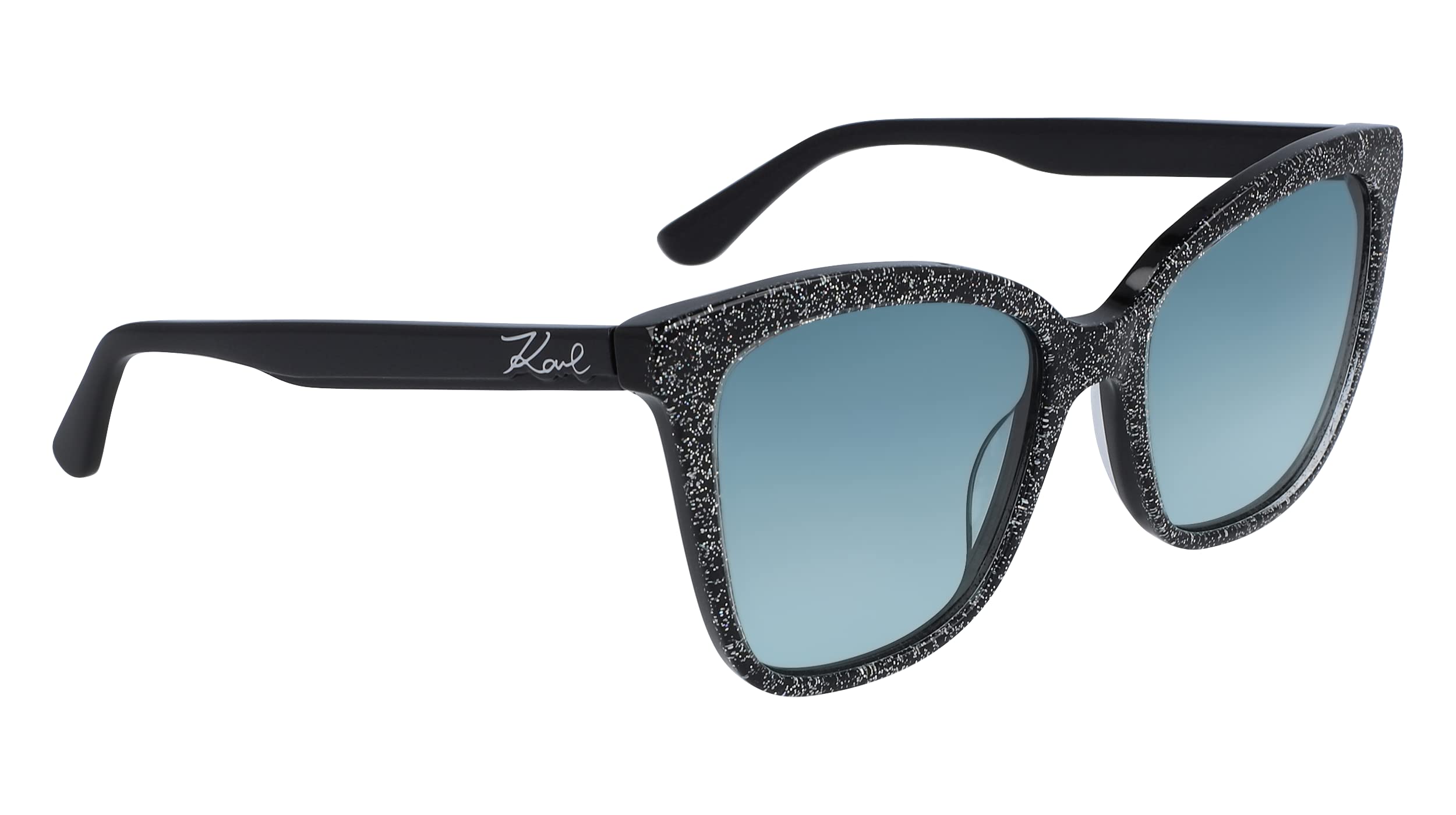 KARL LAGERFELD Women's Modern Butterfly Acetate Black Glitter Sunglasses, Taglia unica 4