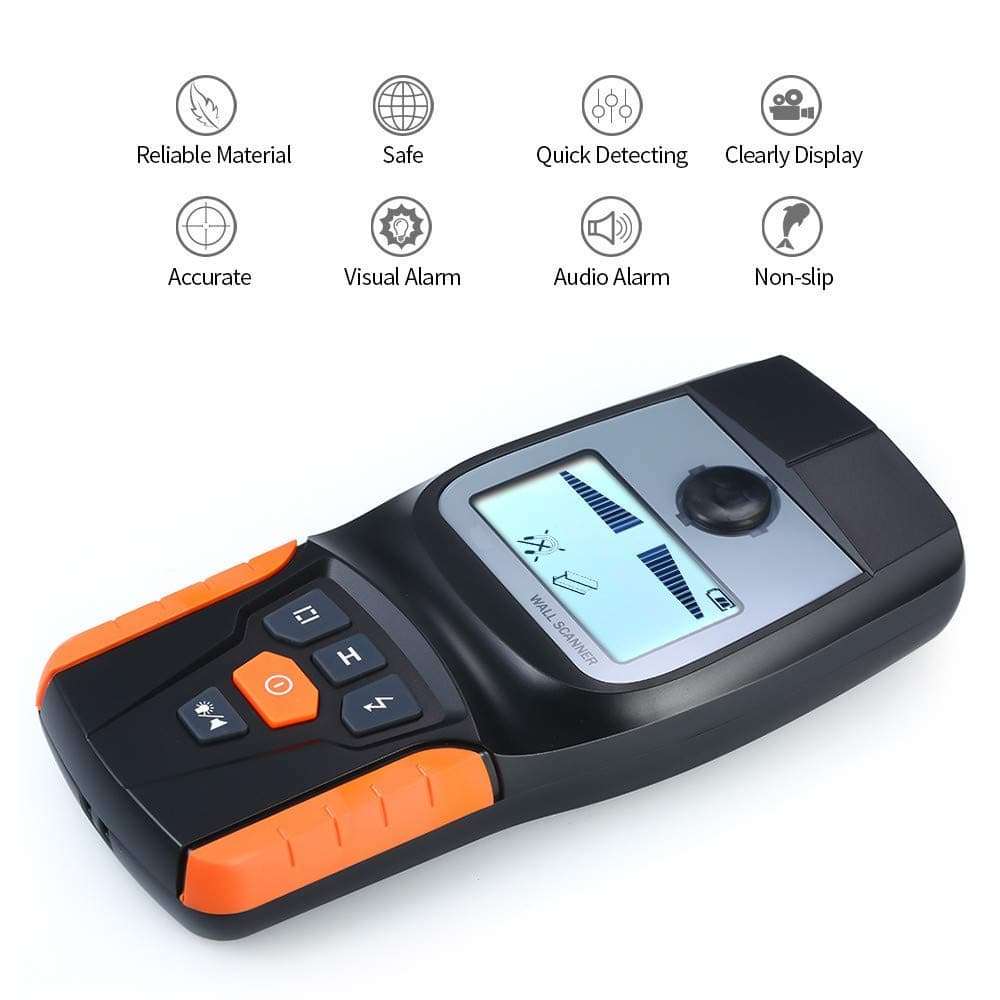 U5GAAALPPQ9 Stud Finder Sensor Wall Scanner 4 in 1 Multifunctional Electronic Wall Center Sensor Detector with Sound Warning for Wood Live AC Wires Metal Studs Detection 4