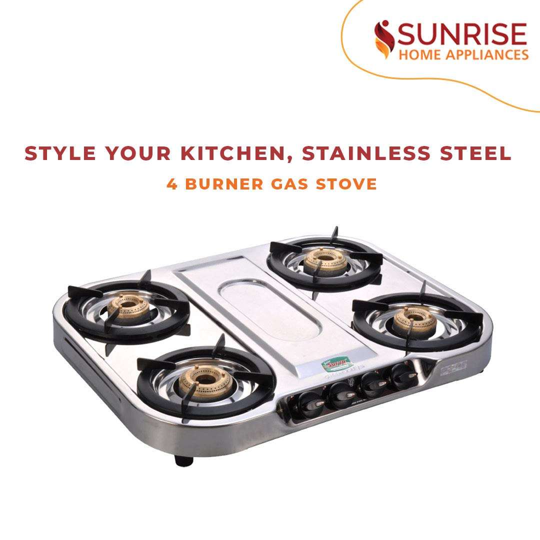 GOLDEN SURYA Magma Stainless Steel 4 Burner Gas Stove (Silver). 6