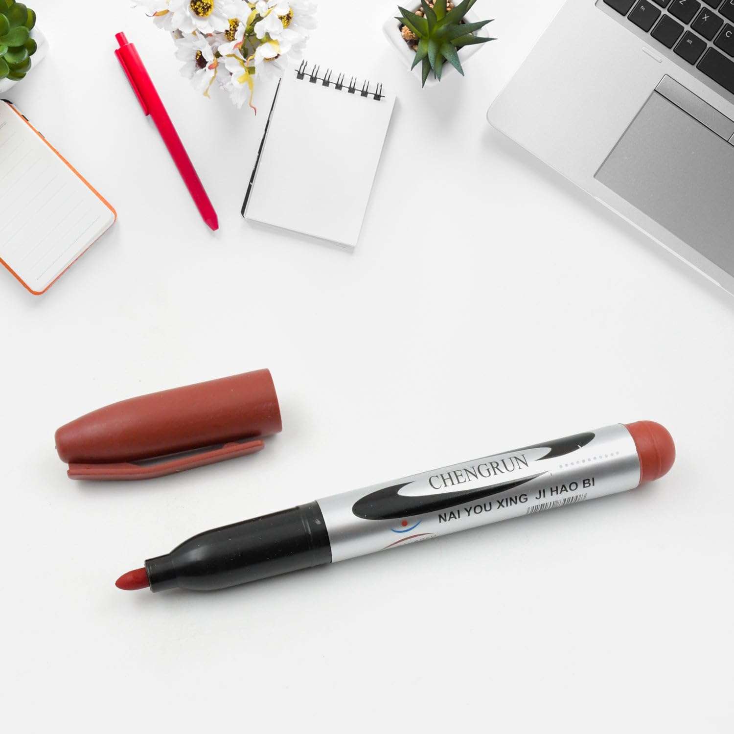 Oblivion Permanent Marker Pen Maroon – Multipurpose Writing Fine Tip, Fast-Drying, Smudge-Free Ink, Refillable and Water-Resistant, Suitable for Glass, Plastic, Office & Professional Use (Pack of 10) 4