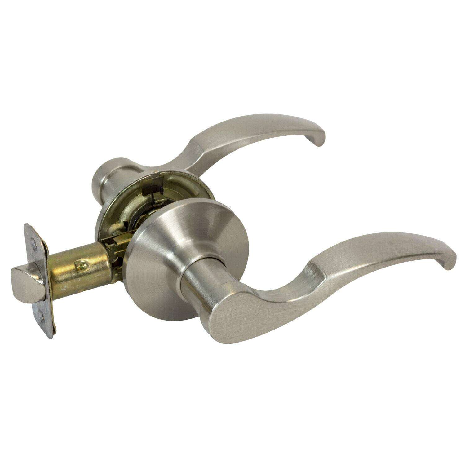 5 Pcs Hall and Closet Passage Scroll Wave Door Lever Handle, Satin Nickel BA114 2