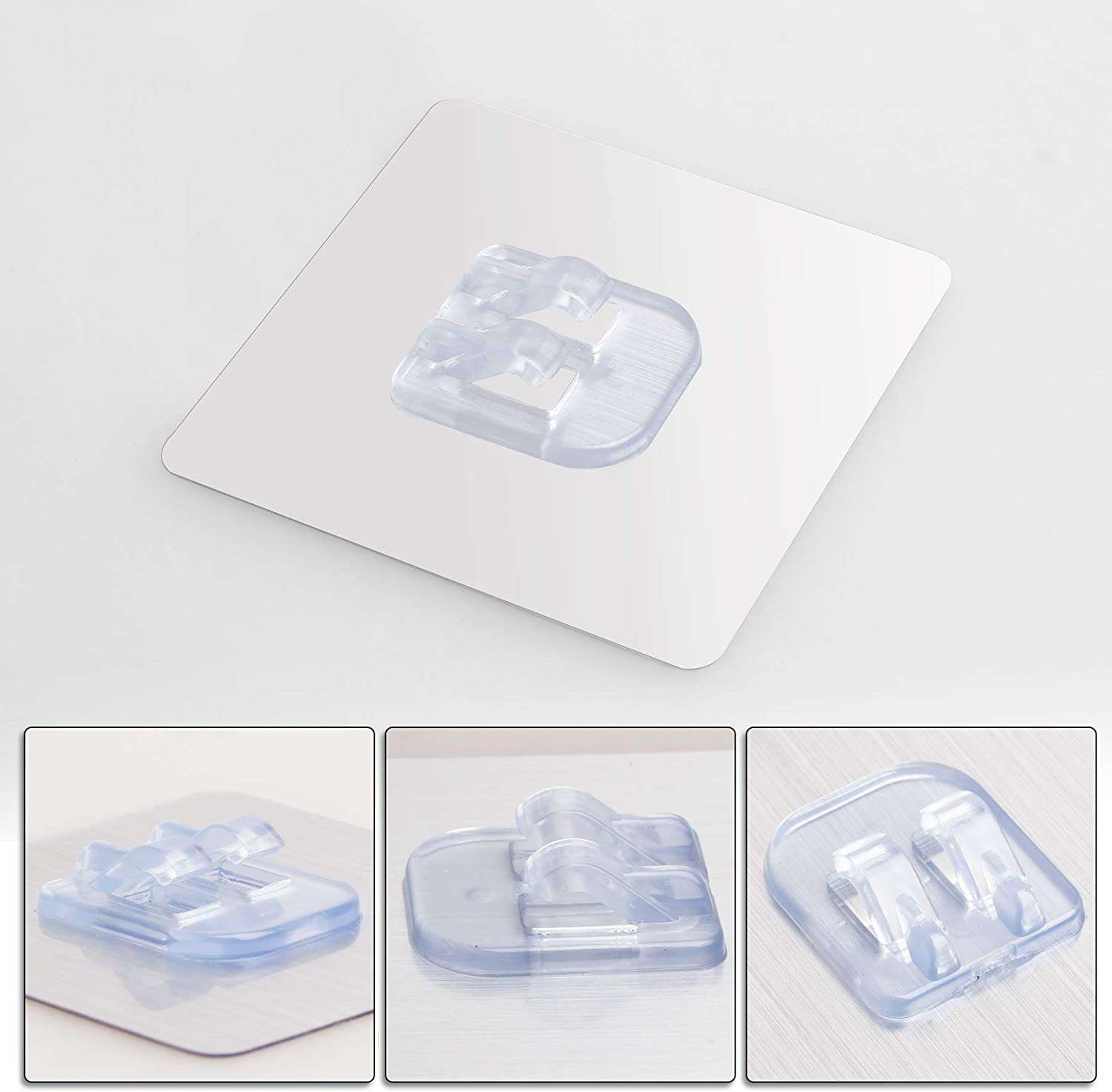 NIMIT SALES Self Adhesive Magic Wall Mounted Stickers for Kitchen and Bathroom Utility (Silver, Pack of 4) 4