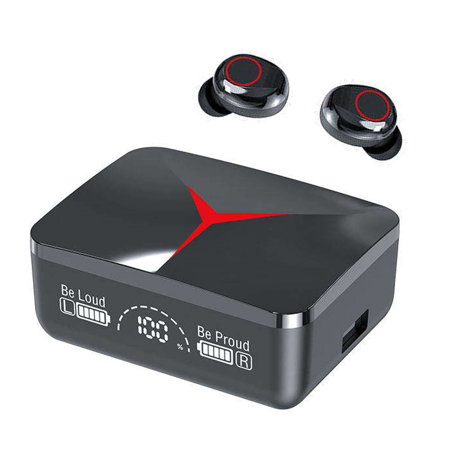 MOOZMOB TWS M90 Earbuds with Touch Control and Dual LED Charging Display, 140H Playtime Wireless Headphones with Noise Cancellation Gaming TWS Earphones (Black, 1 Pair)