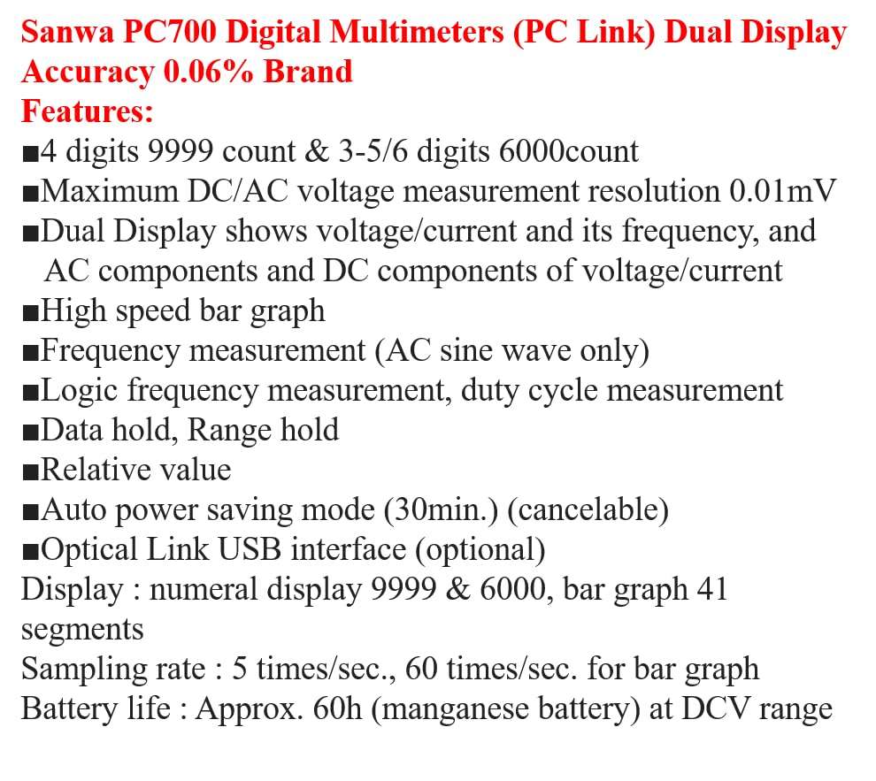 GuliTech Japan SANWA USB PC Connection Cable and Data Processing (PC Link) for LCR700(ONLY The LCR-USB+PC Link sofeware NO Include The LCR700 Machine), Red 3