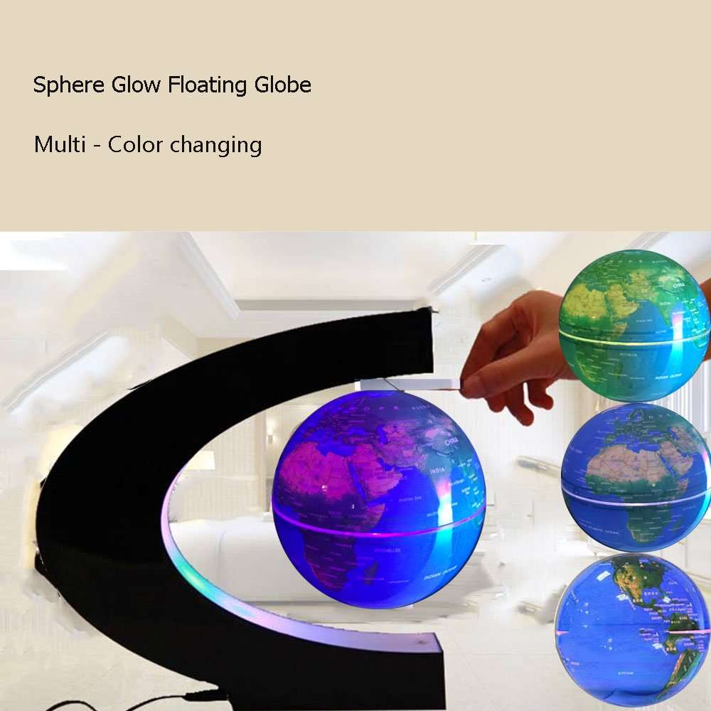 Multi-Color Changing Floating Globe Levitating Globes Lamp Magnetic Levitation Floating World Map Electric Globes for Home/Office Desk Magnet World Globe Desktop Decoration 6