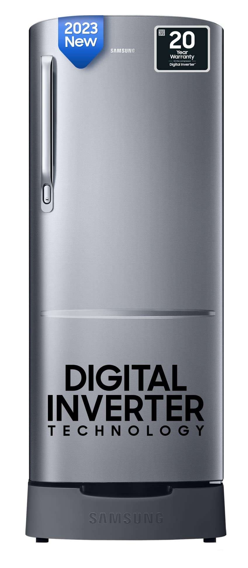 Samsung 223 L 3 Star Digital Inverter Direct Cool Single Door Refrigerator (RR24C2823S8/NL, Silver, Elegant Inox, Base Stand with Drawer 2023 Model)