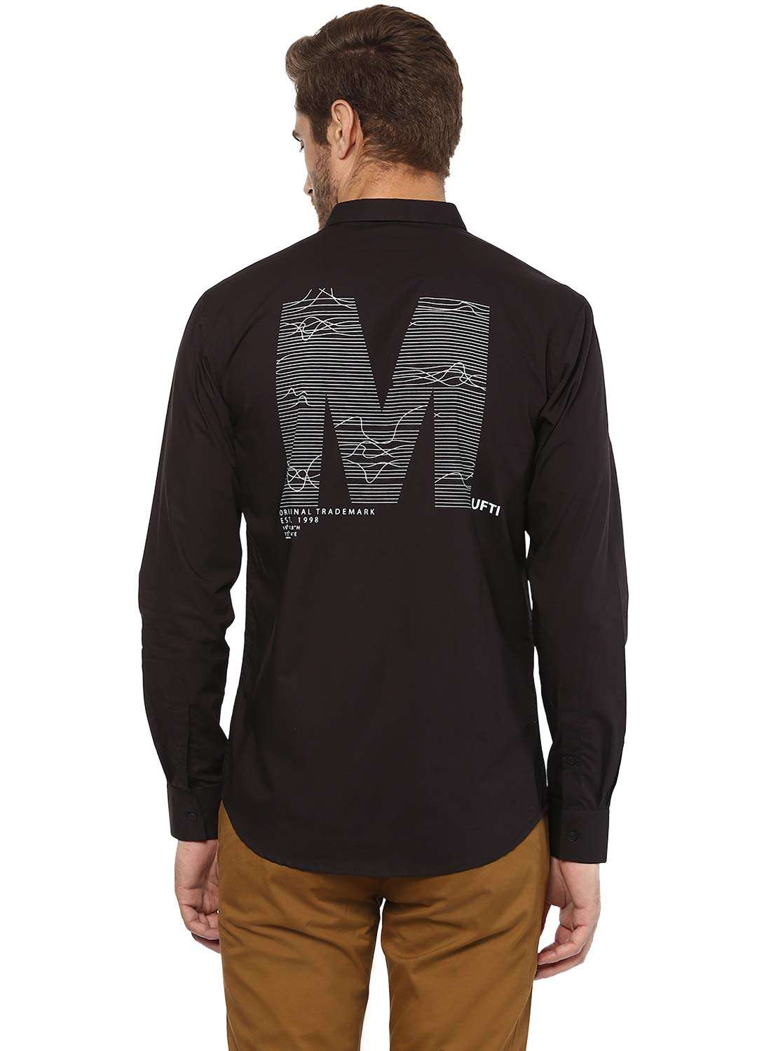 Mufti Men's Plain Slim Fit Casual Shirt (MFS-9489-G-01-BLACK_01-Black_L) 3