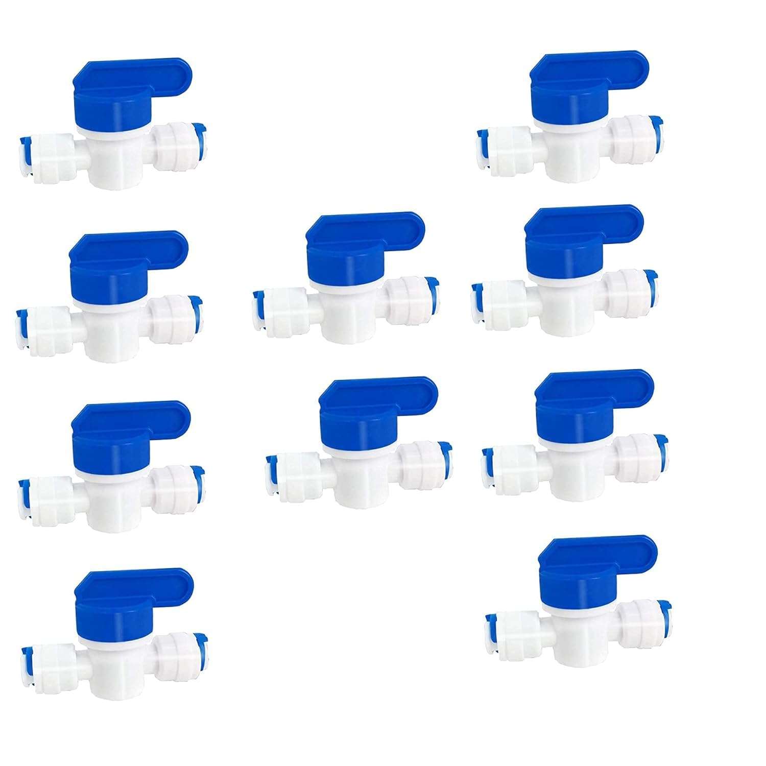 Letino Inline Tube Tap Shut Off Ball Valve Quick Fitting Connection Aquarium Quick Connector for RO Water Reverse Osmosis System (Pack of 10) (1/4 Flushing Valve) 1
