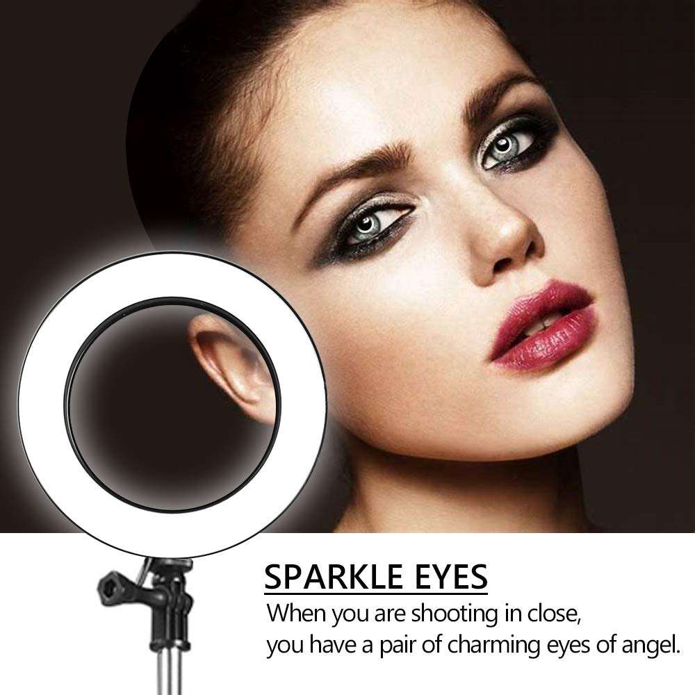 Fonrest LED Ring Light with Stretchable Tripod Stand Selfie Stick, 6-inch Dimmable Floor/Table Annular Lamp for Selfie, Makeup, Live Stream, YouTube, Vlog, Camera/Phone Video Shooting USB Plug 3