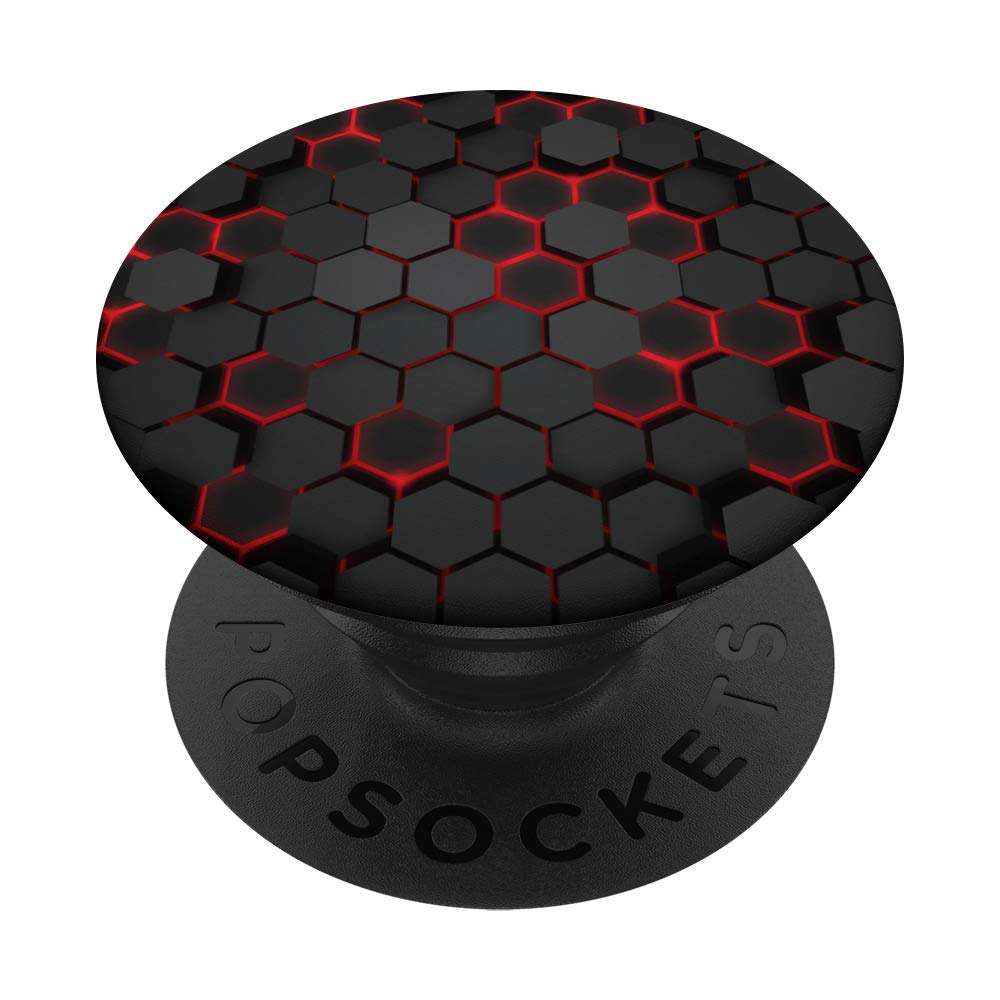 Cool Red and Black Cell Phone Button Holder Pop Out Knob PopSockets PopGrip: Swappable Grip for Phones & Tablets