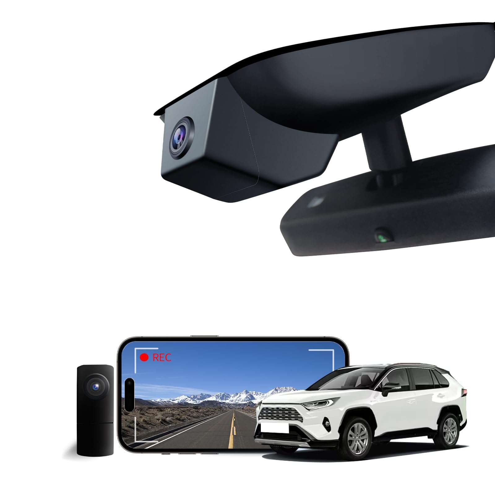 Front 4K & Rear 1080P Dash Cam for 2022 2023 2024 2025 Toyota RAV4 LE Limited SE Adventure XLE XSE (Model B)(with Vent Hole),OEM-Style,Loop Recording,Easy Installation,WiFi & App,128G Card 1