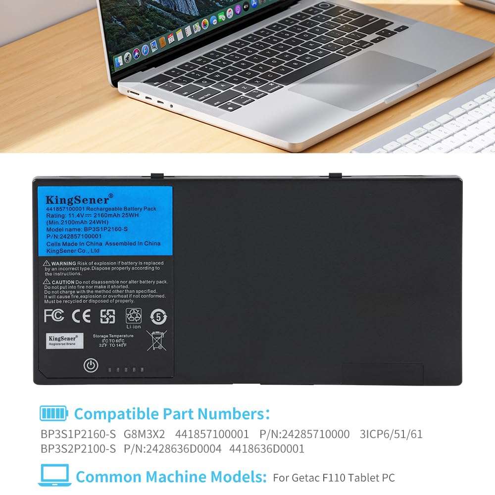 KingSener BP3S1P2160-S Battery for GETAC F110 Tablet BP3S1P2160 BP3S1P2160-S Bateria 11.4V 2160mAh 24WH 3