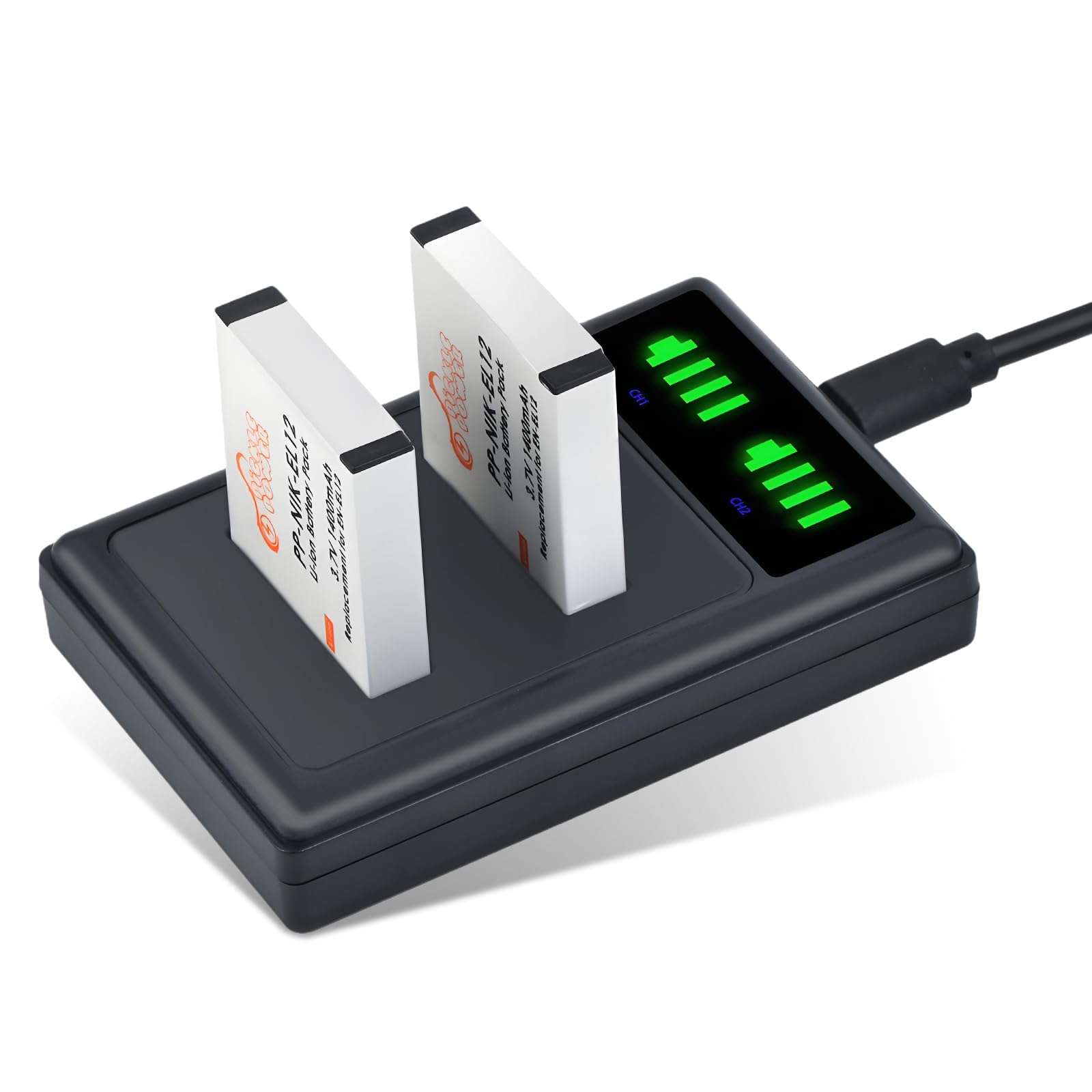 Pickle Power EN-EL12 Battery and LED Display Charger for Nikon S9900 S9700 S9500 S9300 S8200 S8100 S6300 S6200 S6100 S6000 AW130 AW120 AW100 B600 A1000 and More