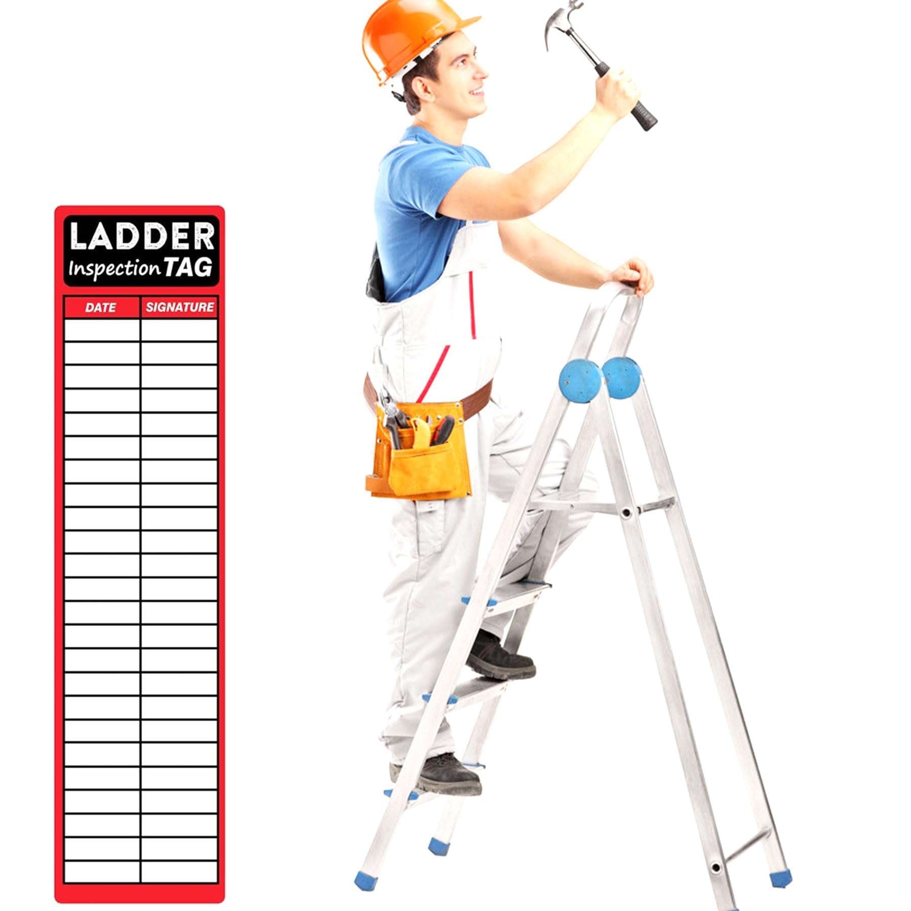 Ladder Inspection Labels 100 Pcs Safety Stickers for Ladders 8.5 x 2 Inch Red Safety Inspection Tags Stickers Vinyl Maintenance Labels Ladder Inspection Tags for Industrial 6
