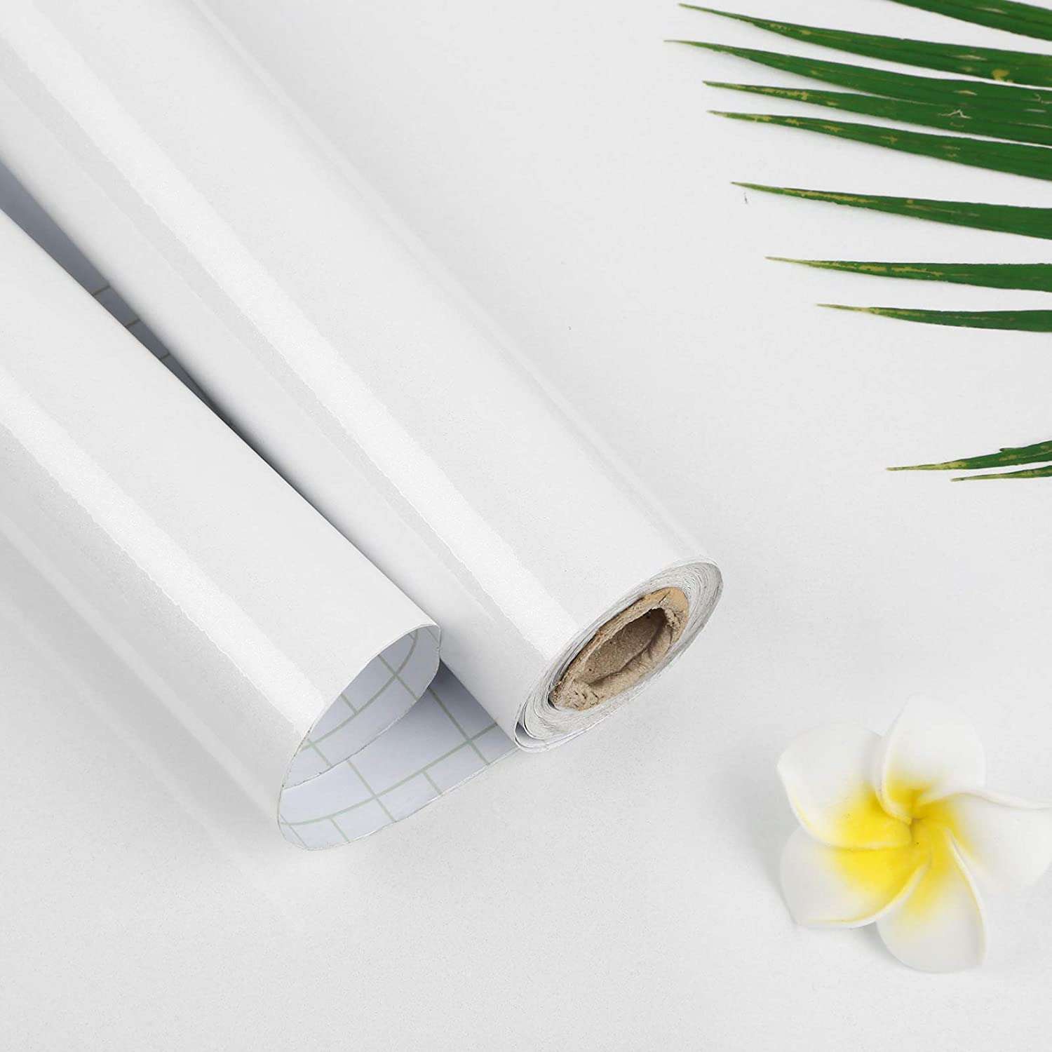 HOME13 White Glossy Self-Adhesive Removable Wallpaper,Vinyl Contact Paper for Countertops, Cabinets, Furniture (12x80 Inch) 1