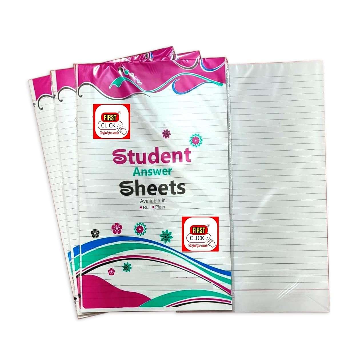 FIRST CLICK Student Answer Sheet Long [Both Side Ruled, Count 80 Sheets Without Fold with fold 160 Sheets 320 Pages- Pack of 1] Size 31.8 x 19.6 cm