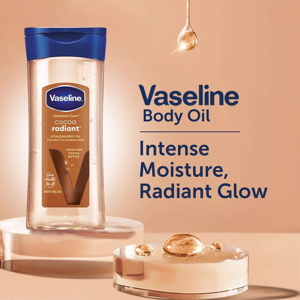 Vaseline Intensive Care Cocoa Radiant Body Oil | With Cocoa Butter | Non-Greasy Formula for Dry Skin | 200 ML 6