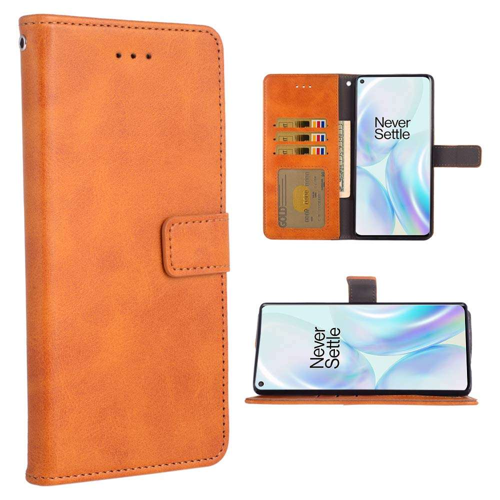 Phone Case for OnePlus 8 Pro One Plus 8Pro 5G Folio Flip Wallet PU Leather Credit Card Holder Slots Heavy Duty Full Body Protection Kickstand Phone Cover for On 1Plus 1 + Plus8 1+ Cases Brown 1