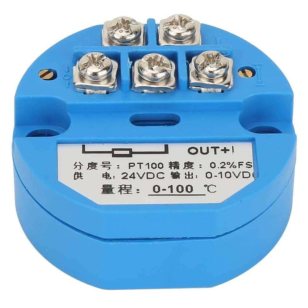 Roadiress Temperature Transmitter Module, 50~400 Degree PT100 Temperature Transmitter DC24V Output 0-10V Sensor 4