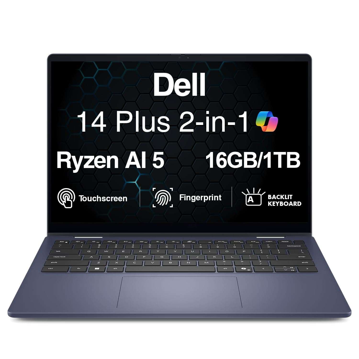 Dell 14 Plus AI Powered 2-in-1 Laptop 14.0" Touchscreen IPS WUXGA Display (AMD Ryzen AI 5 340, 16GB LPDDR5X, 1TB PCIe SSD, Backlit KB, Fingerprint, WiFi 7, Webcam, Win 11 Home) 4