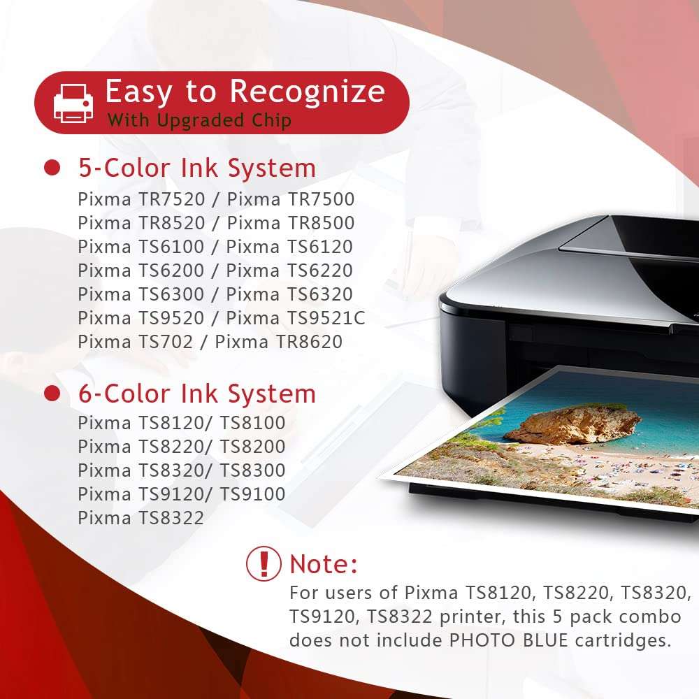 PGI-280 XXL/CLI-281XXL Compatible Ink Cartridges Replacement for Canon 280 281 Ink Cartridges PGI-280XXL CLI-281XXL Ink Canon PIXMA TR8520 TR8620 TS6120 TS6320 TS8220 TS8320 TS9120 Printer (5 Pack) 2