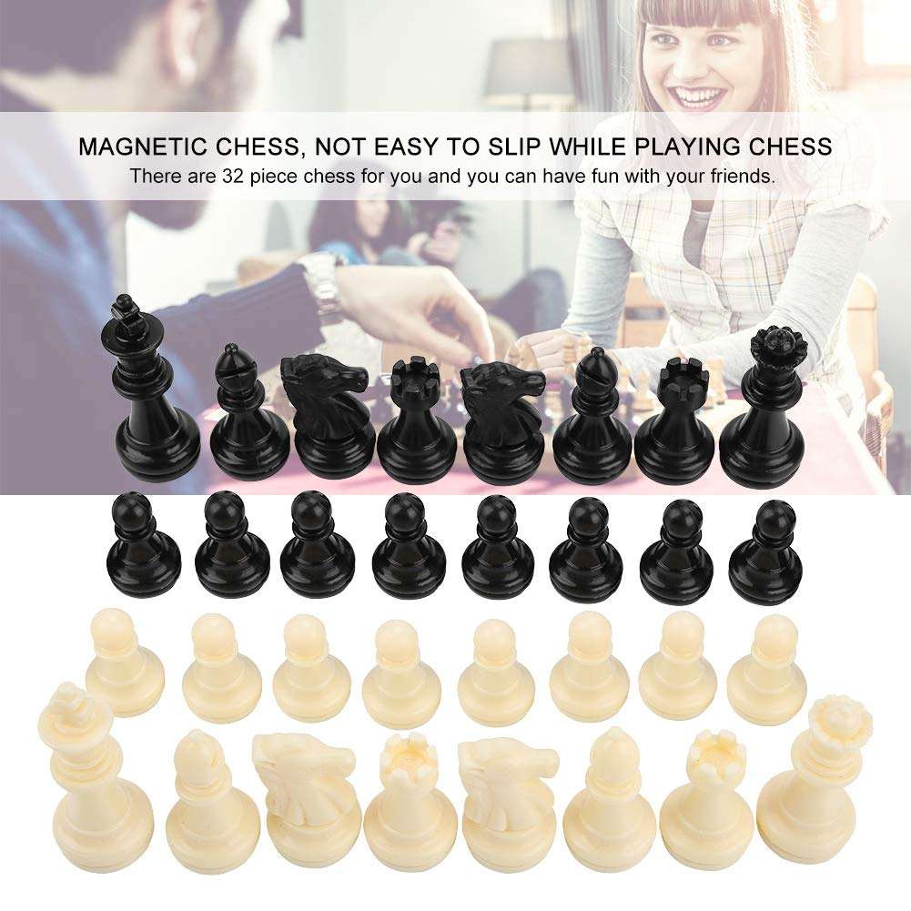 Jeankak 32Pcs Chess Piece, Magnetic Chess, Chess Piece Replacement Plastic Outdoor Home for Kids for Adults 5
