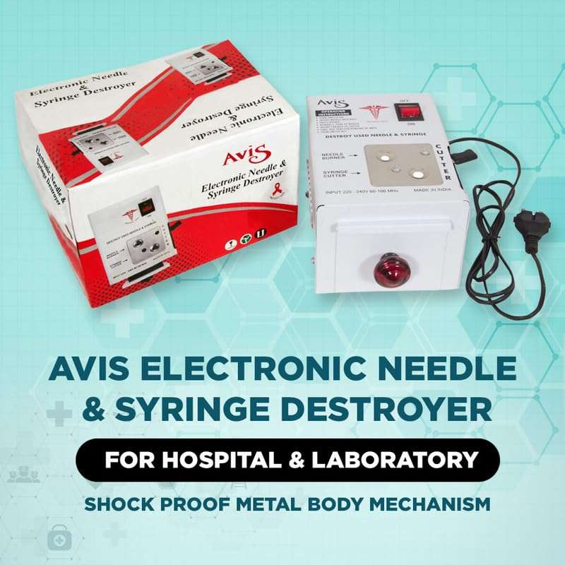 AVIS Electronic Needle & Syringe Destroyer Machine for Hospital & Laboratory Shock Proof Metal Body Mechanism Low Power Consumption With On/Off Switch 3