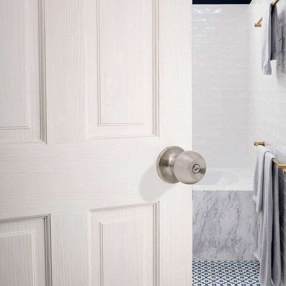 QASIN Three-Bar Stainless Steel Ball Lock Set, Round Door Handle Lock is Suitable for Family Bedroom Office Kitchen Bathroom Revolving Door Lock 2