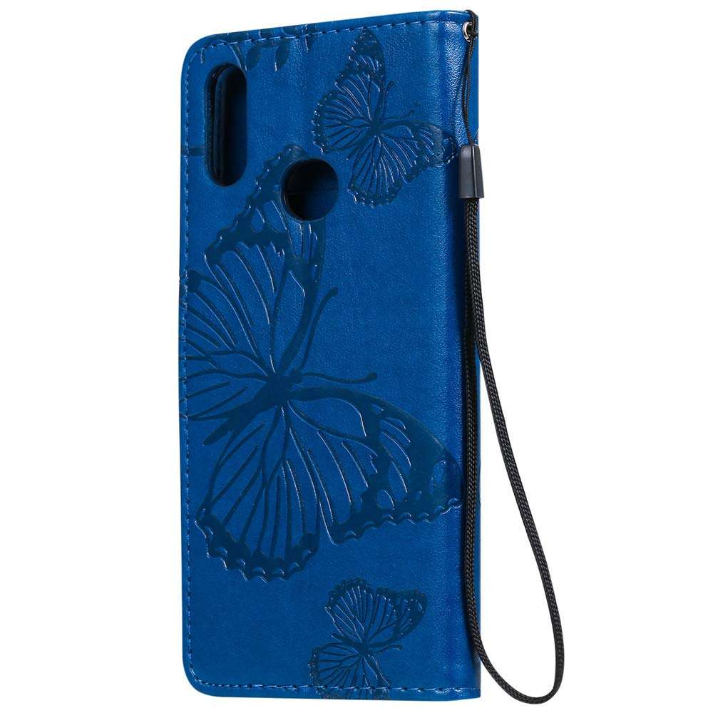 COTDINFORCA for Samsung A20S Case PU Leather Butterfly Embossing Flip Samsung Galaxy A20S Wallet Case Fold Stand Smartphone Phone Case for Samsung Galaxy A20S. Butterfly Blue KT 3