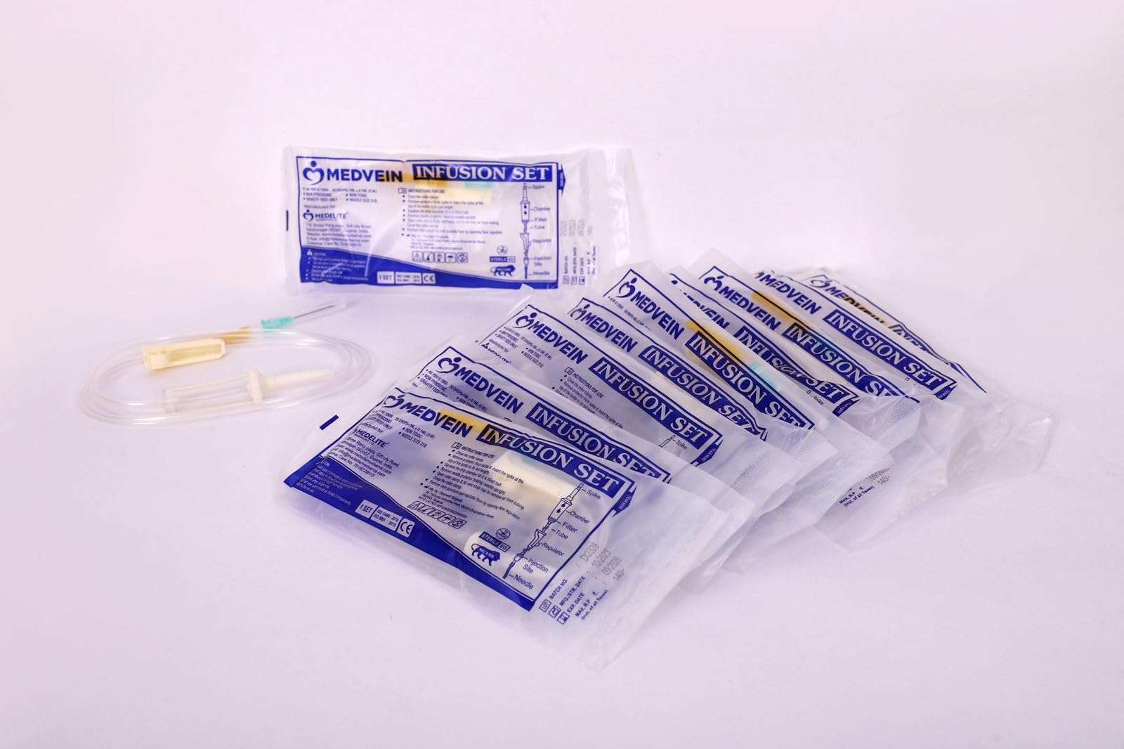 Medelite Mediserve Pack of 10 Infusion Sets - Non-Vented, 21G Needle, Single-Use 5