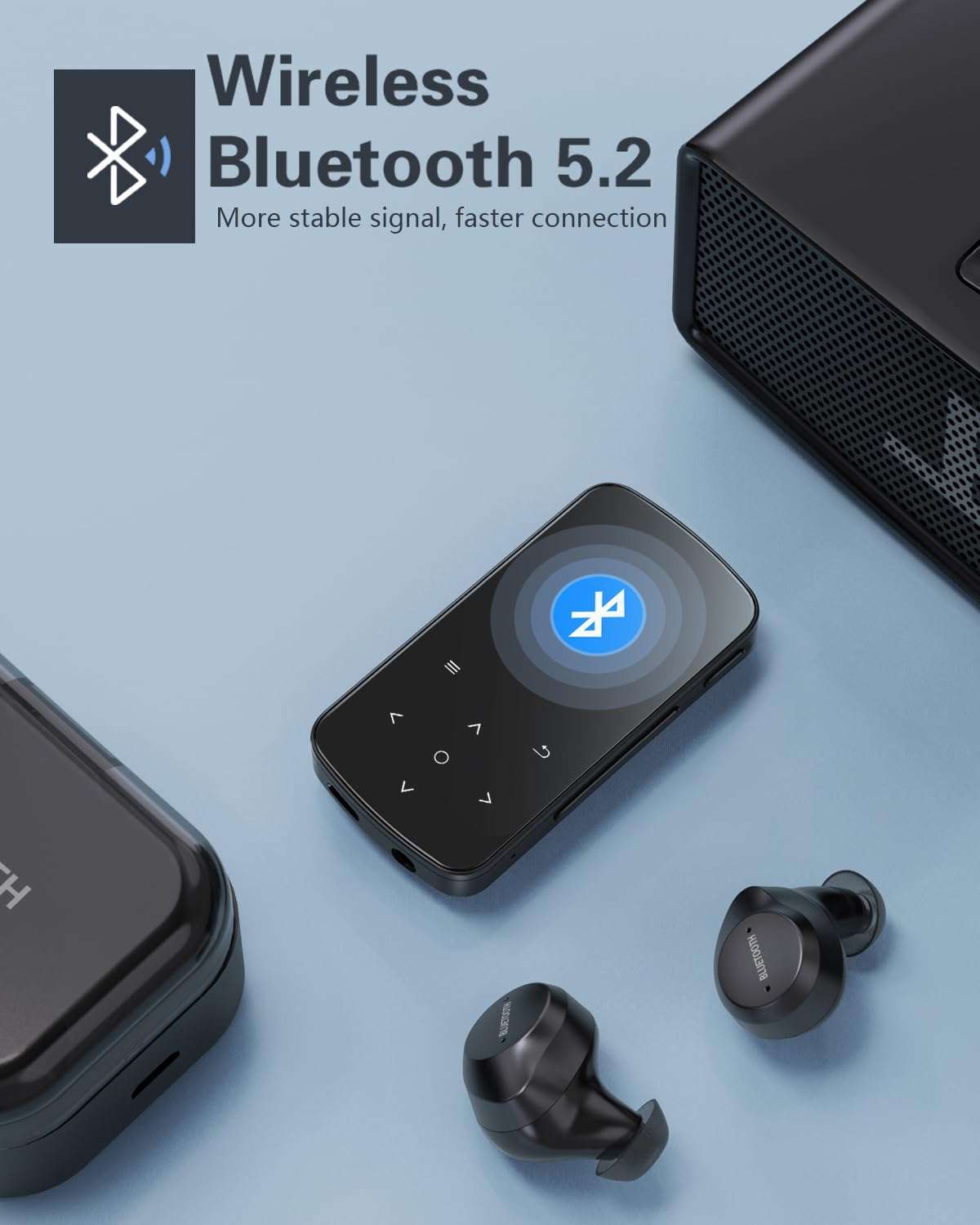 MP3 Player 64GB with Bluetooth 5.2, 1.5 inch Colorful Screen Sensitive Touch Button, Hi-Fi Music MP3 Player with Clip Pedometer Function Card Reader, for Sports Running etc 4