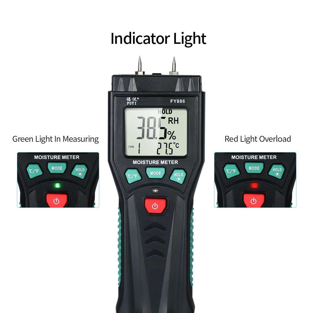 CICIN 0-60% Two Pins Digital Wood Moisture Meter, Wood Humidity Tester Hygrometer Timber Damp Detector Large LCD Display 5