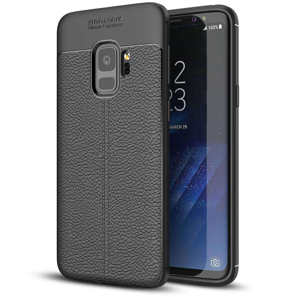 NALIA Silicone Case Compatible with Samsung Galaxy S9, Ultra-Thin Protective Cover Slim Premium Hard Case, Slim Mobile Phone Case Smart-Phone Bumper Soft – Black 1