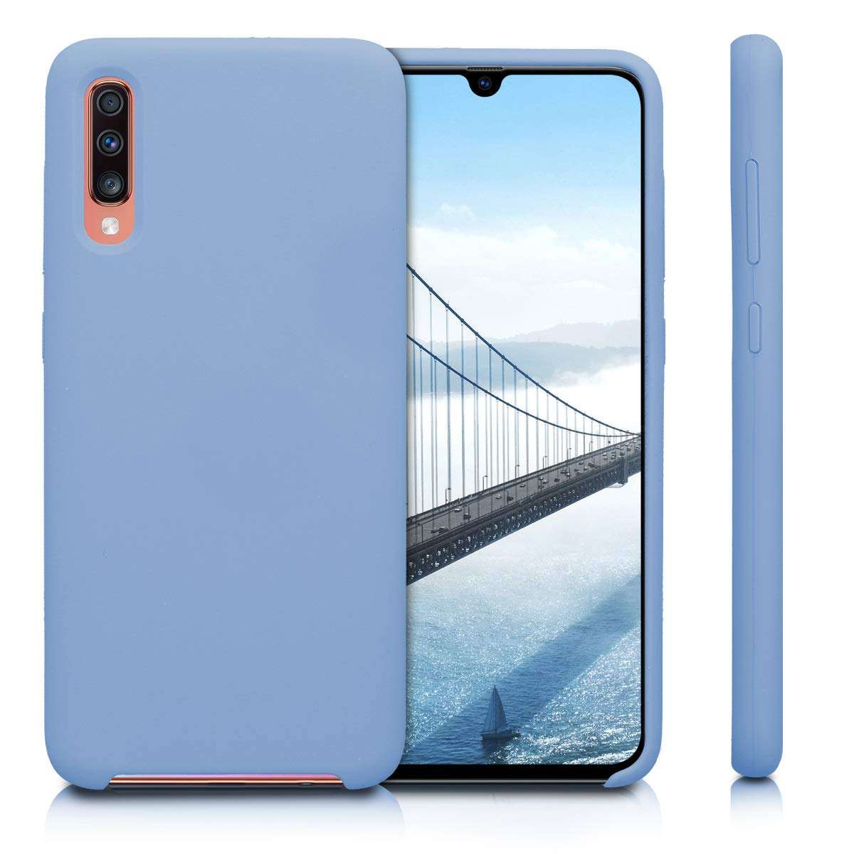 kwmobile TPU Silicone Case Compatible with Samsung Galaxy A70 - Case Slim Phone Cover with Soft Finish - Dove Blue 5