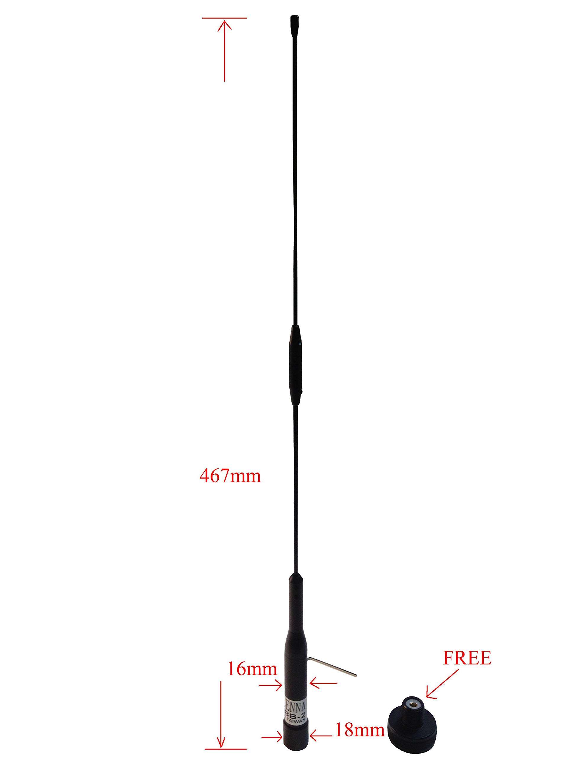 Anteenna TW-BB-2 Ham Mobile Antenna with UHF Male Connector 144/440MHz VHF/UHF 2m/70cm Max Powr 60W 1 PC Free Black Color of Adaptor Connector NMO to UHF Female (SO-239) 1