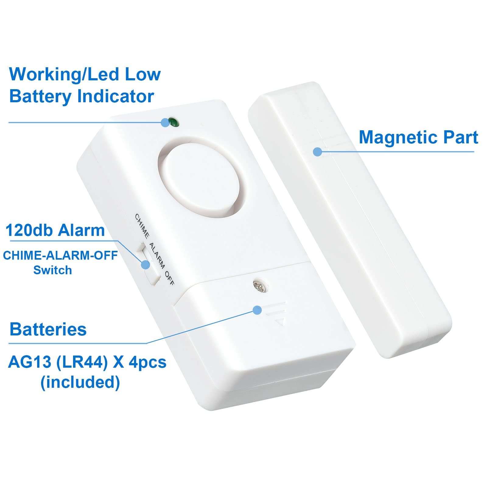 Window Door Alarm for Kids Personal Home Security Alarms with Chime for House, RV, Office, Business Safe 2