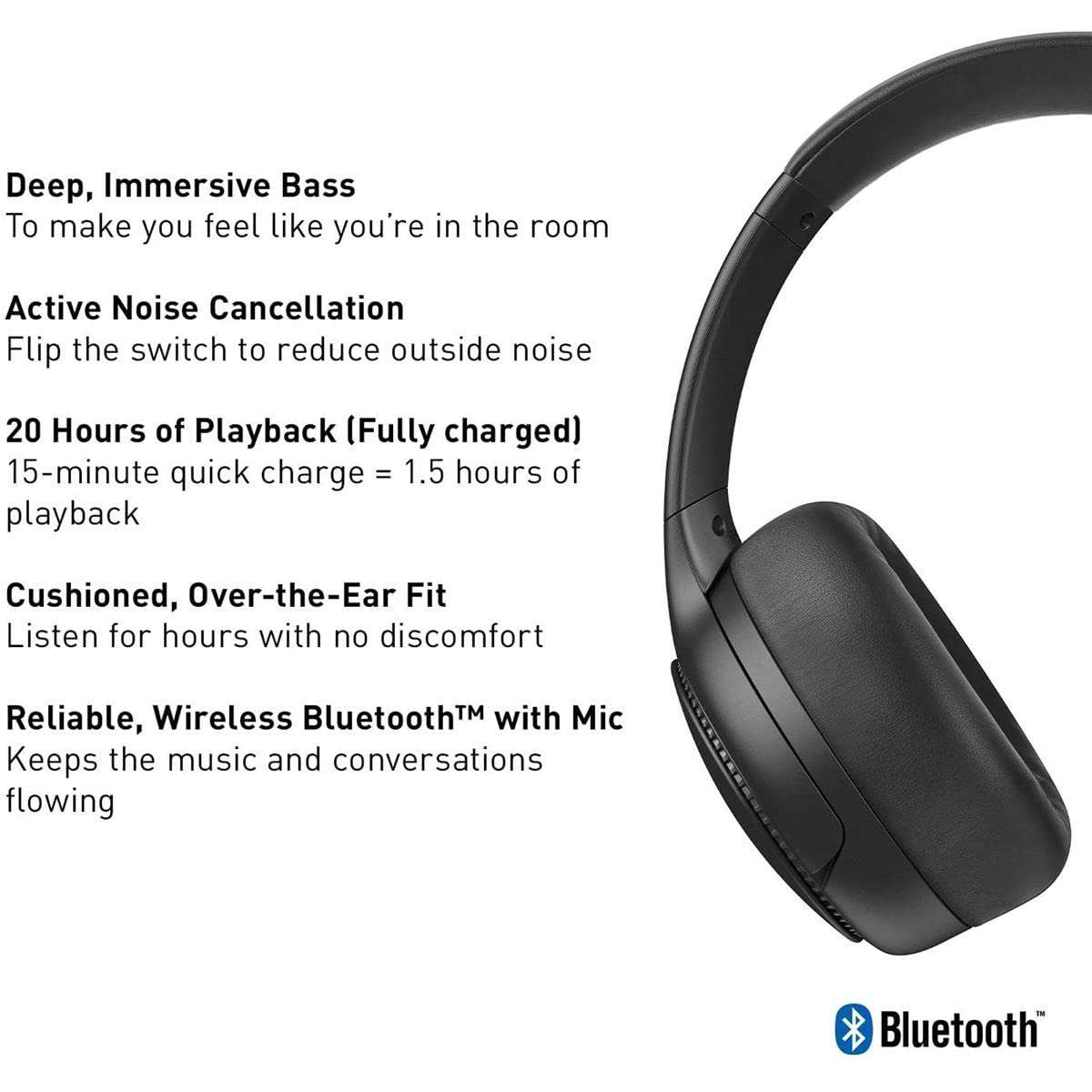 Panasonic RB-M700B Deep Bass Wireless Bluetooth Immersive Headphones with XBS DEEP, Bass Reactor and Noise Cancelling (Black) 2