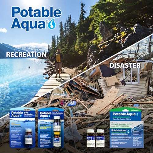 Potable Aqua Water Purification Tablets, Portable and Effective Water Purification Solution for Camping, Hiking, Emergencies, Natural Disasters and International Travel, Two 50ct Bottles, Blue 6