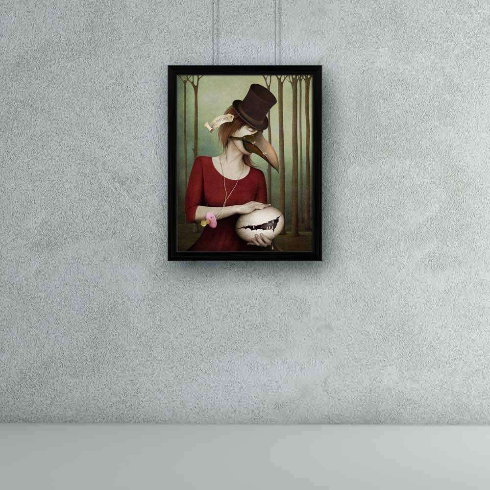 ArtzFolio Conceptual Art With Girl An Child Egg Tabletop Painting Black Frame 10 x 12.6 inch (25 x 32 cms) 6