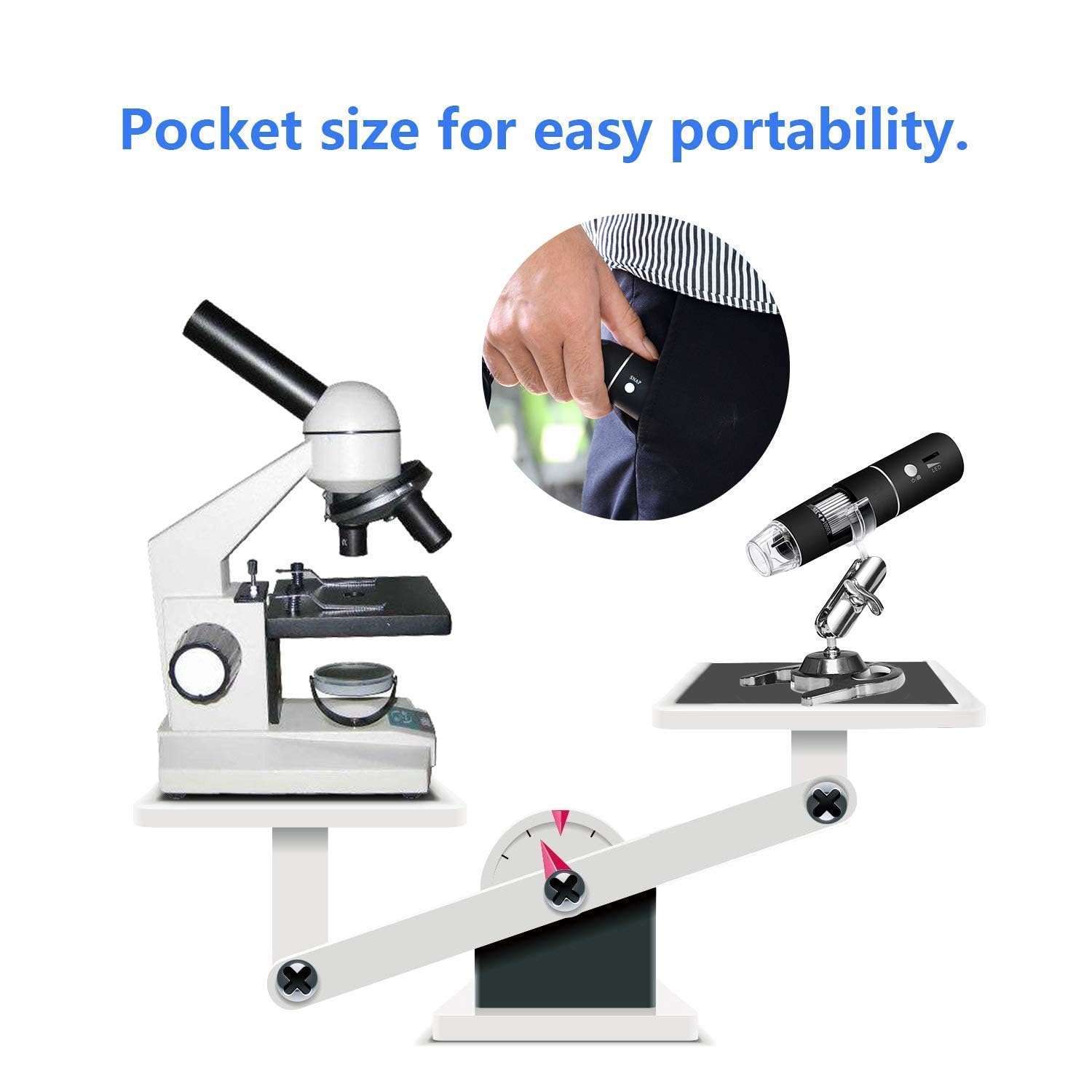 XIKKART WiFi Digital Microscope,50X-1000X Handheld Digital Zoom Microscope Endoscope Magnifier HD 2MP 8 LED for Android and iOS Smartphone, iPhone, Samsung, Tablet, Windows PC (Black) 4