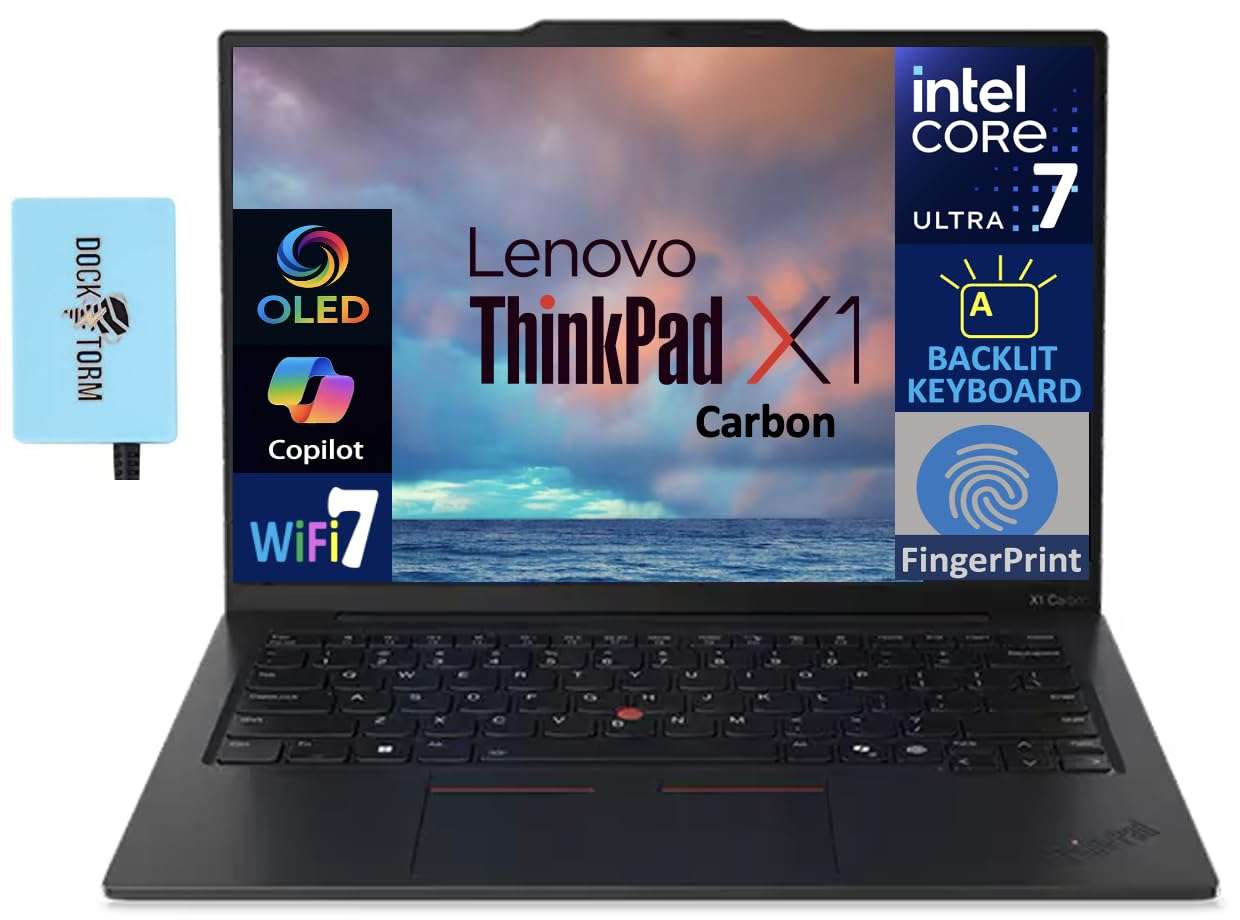 Lenovo Thinkpad X1 Carbon Gen 13 Business Laptop 14.0" OLED 2.8K Display (Intel Ultra 7-268V, 32GB LPDDR5X, 4TB PCIe SSD, Intel Arc 140V, Backlit KB, Fingerprint, 2 Thunderbolt 4, Win11Pro) w/DKZ Hub 1