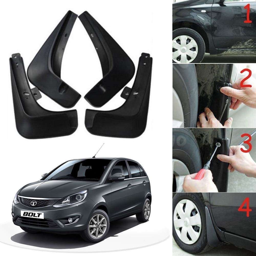 Oshotto (O.E.M Fitting Cup Type) Mud Flap/Splash Guard Compatible with Tata TATA Bolt (Set of 4) 1