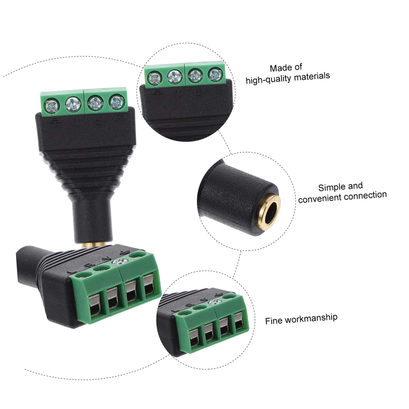 KICHOUSE Copper Plastic 3.5mm Stereo Terminal Gold Plated for Transfer 4pcs Panel Mount Jack Female Terminal Connectors 5