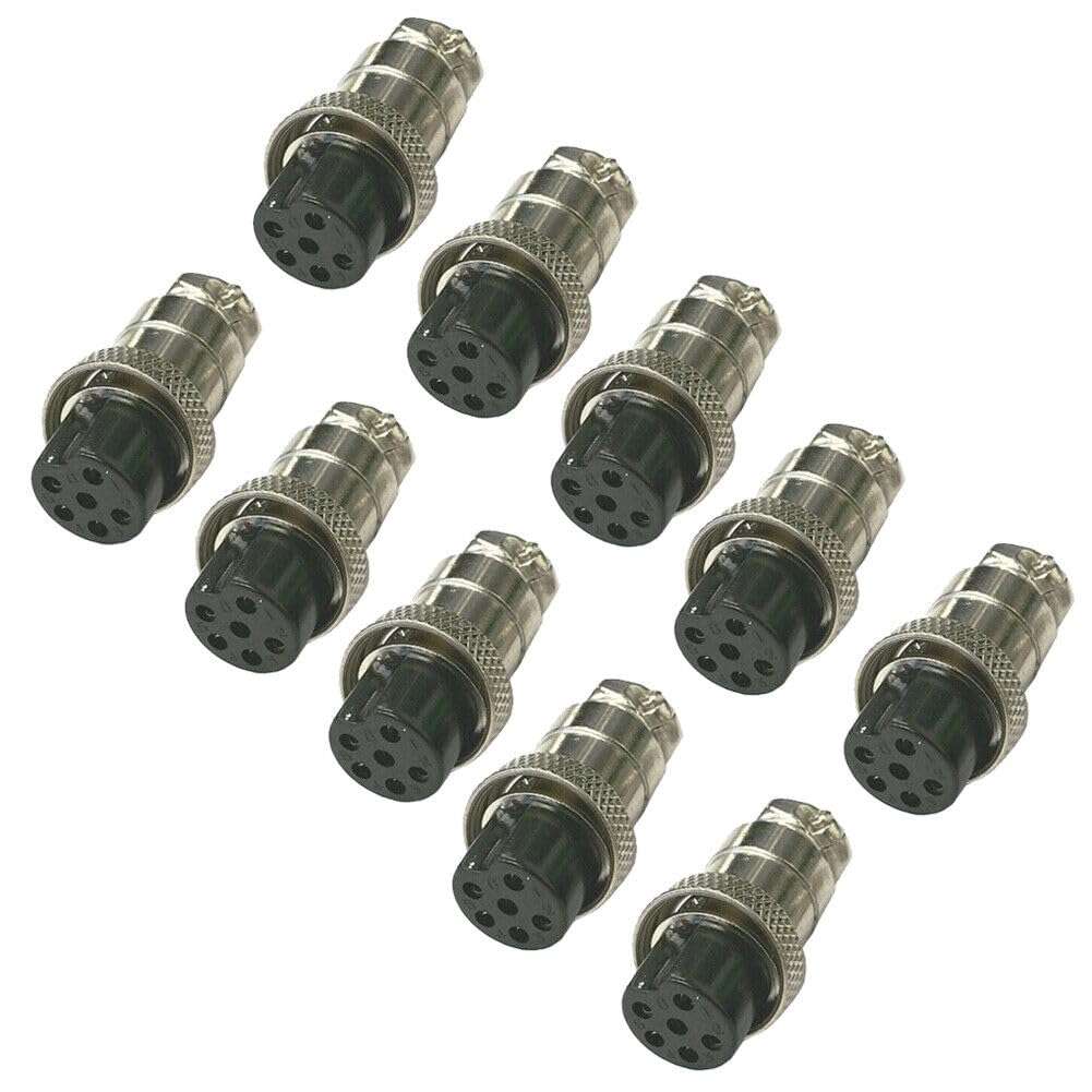 TEAMWILL 10 PCS 6 Pin Ham & CB Radio MIC Microphone Connector Female Plug Solder Type 1